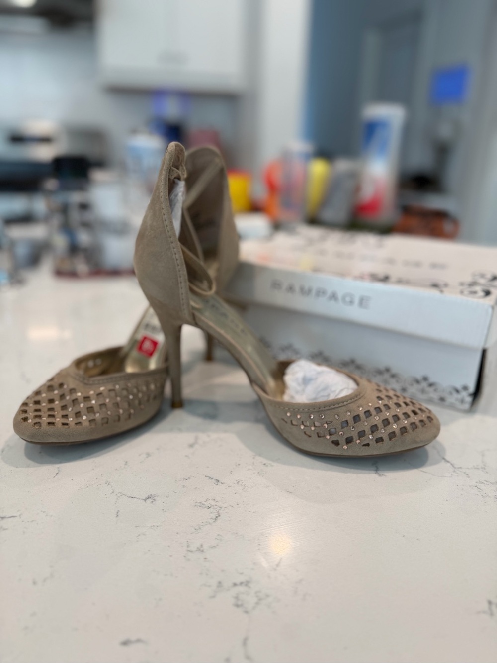 Rampage Taupe Suede Cutout D'Orsay Pump
